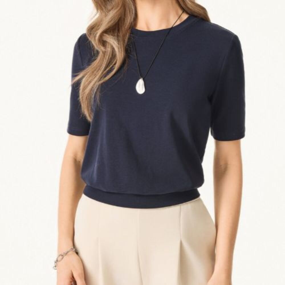 OGL Navy Short Sleeve Knit Top